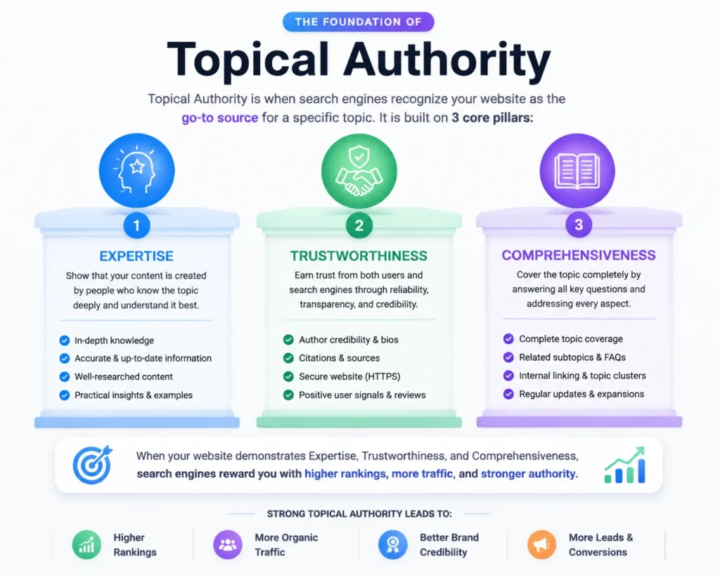 Topical authority infographic layout